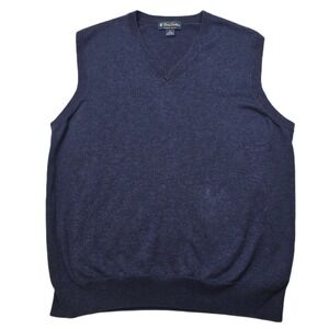 Brooks Brothers Sweater Vest Mens XL Navy Blue V-Neck‎ Supima Cotton Knit